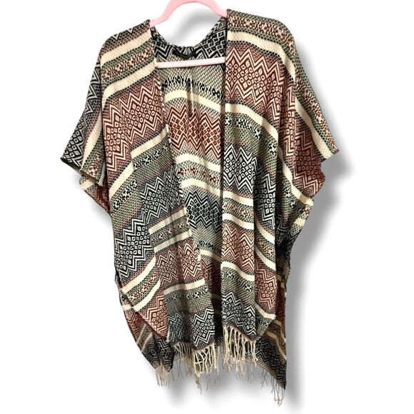 Anthropologie Boho Fringe Kimono Wrap Cardigan Women's One Size NWT Multicolor - Picture 7 of 8
